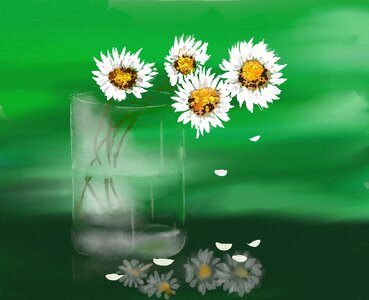Glass flowers leaves
