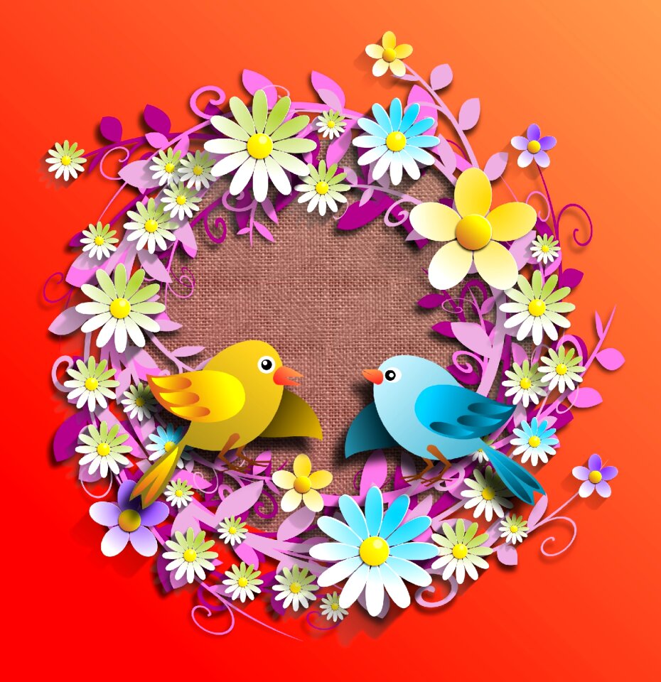 Floral flowery birds
