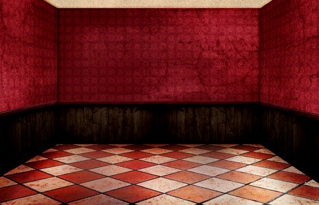 Floor tiles red wall