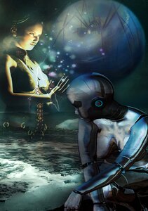 Futuristic cyborg metal