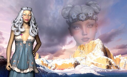 Hair frozen sky