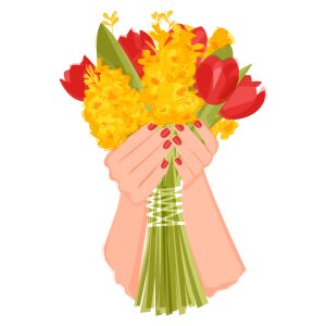 Composition yellow flowers tulips