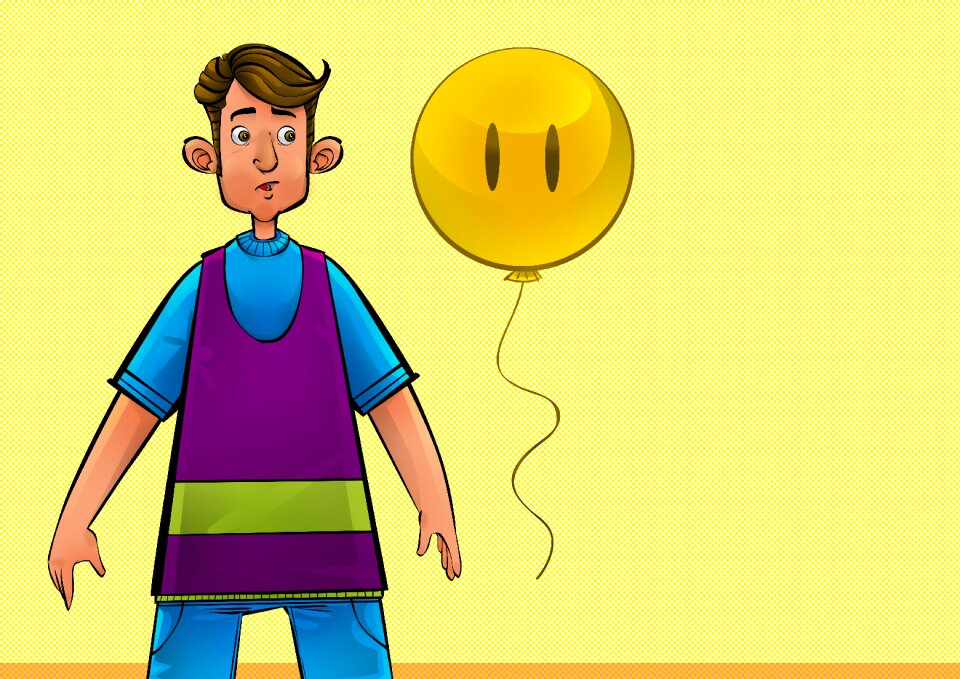 Yellow geometric shapes happy