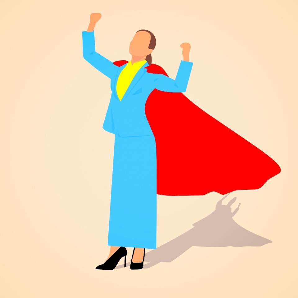 Achievement businesswoman red superhero