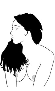 Lady black and white boobs