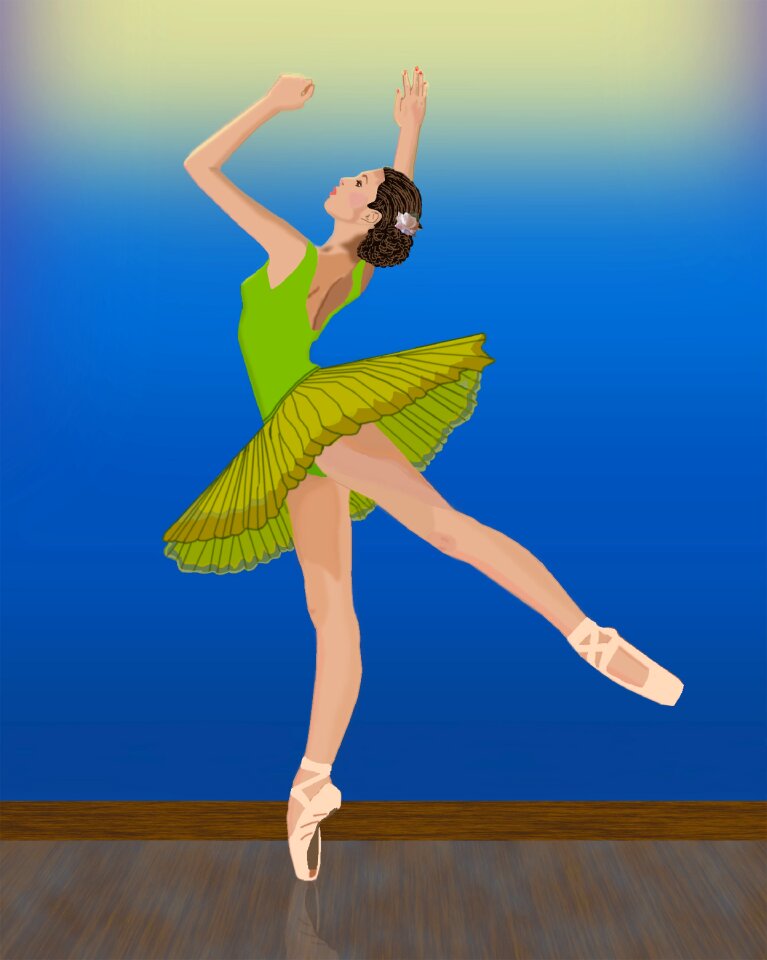 Young woman elegant blue dance
