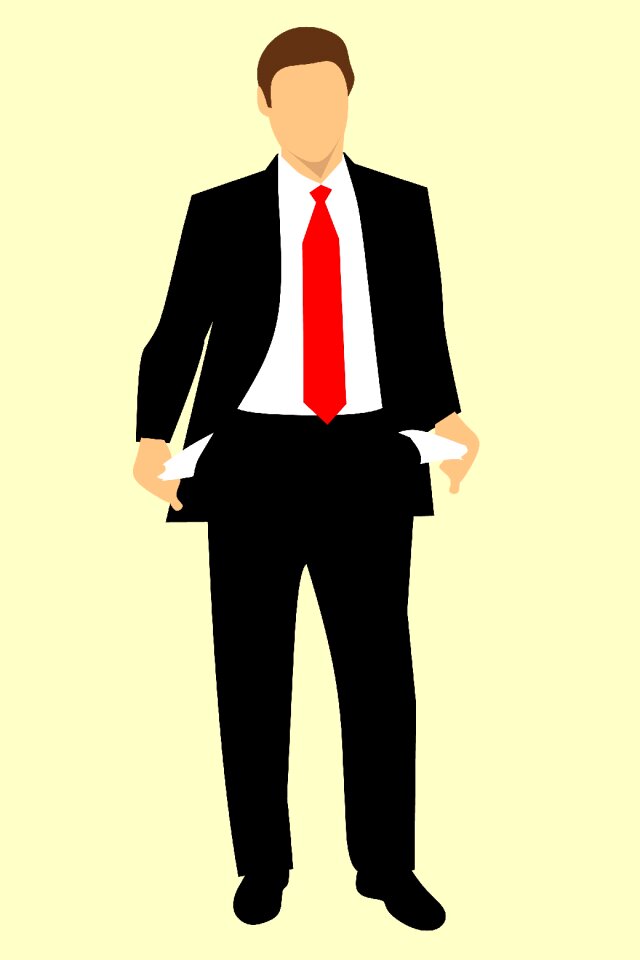 Empty bankruptcy person pockets