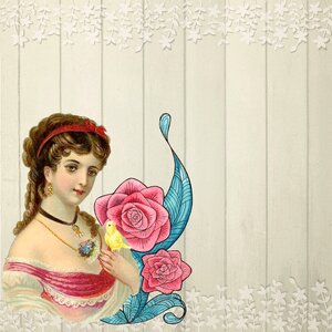 Scrapbook woman flower