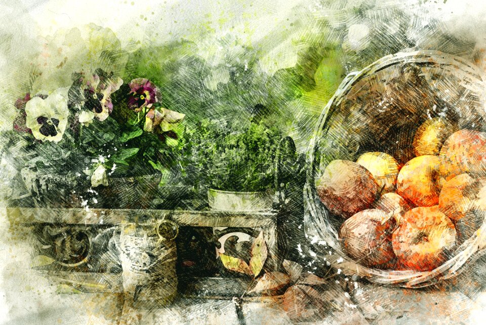 Basket still life nature