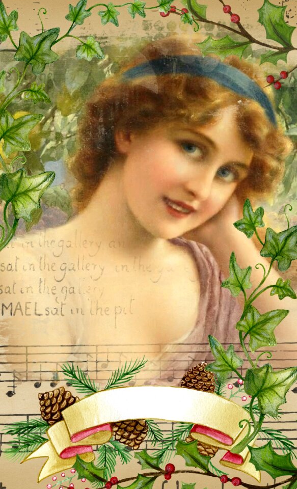 Card greeting girl