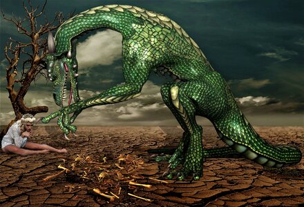 Fantasy picture girl dragons