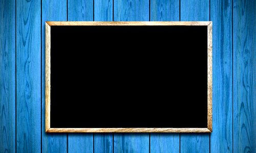 Wooden background blue blue blackboard