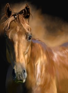 Head chestnut horse painting