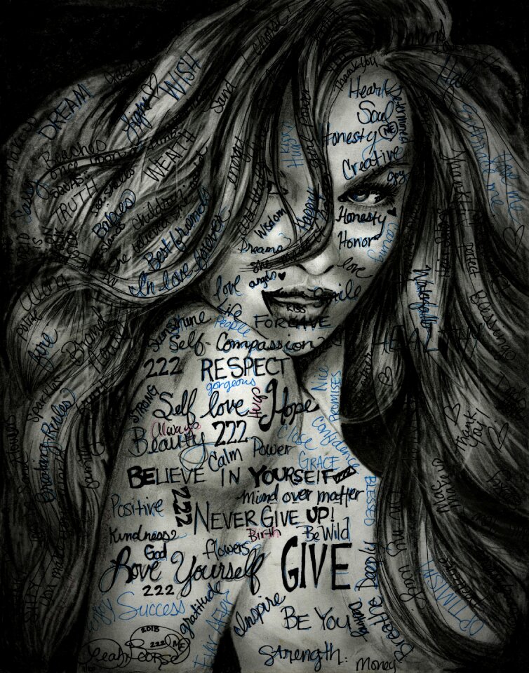 Woman drawing positive