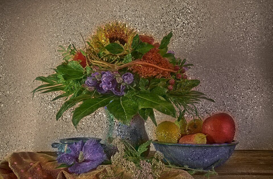 Vase fruit still life