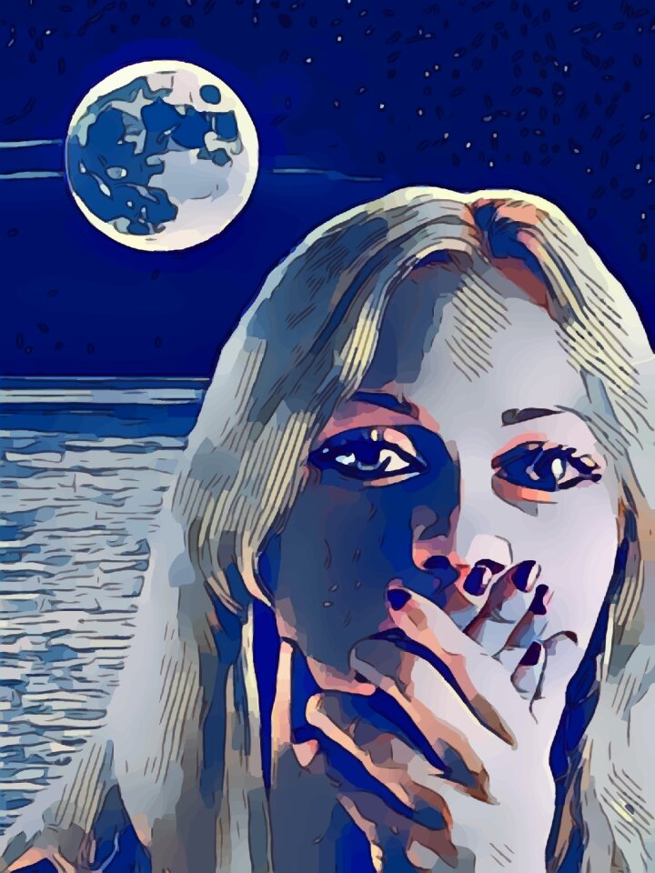 Frightened full moon night