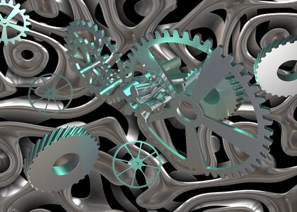 Mechanical printing machine gears and cogs