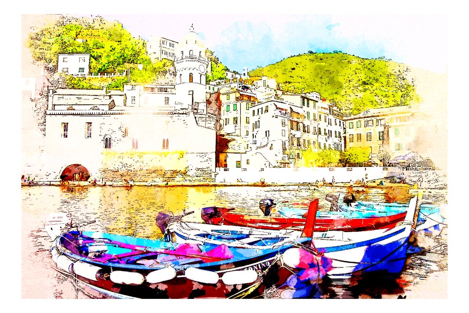 Watercolor house art