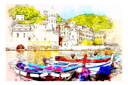 Watercolor house art