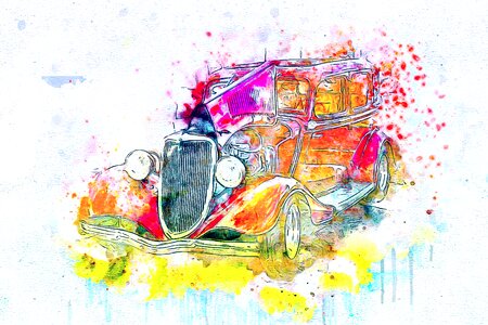 Watercolor vintage retro
