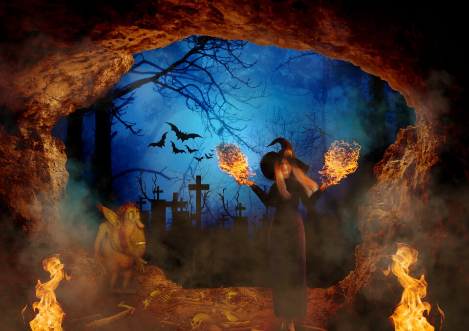 Fire skeletons cave