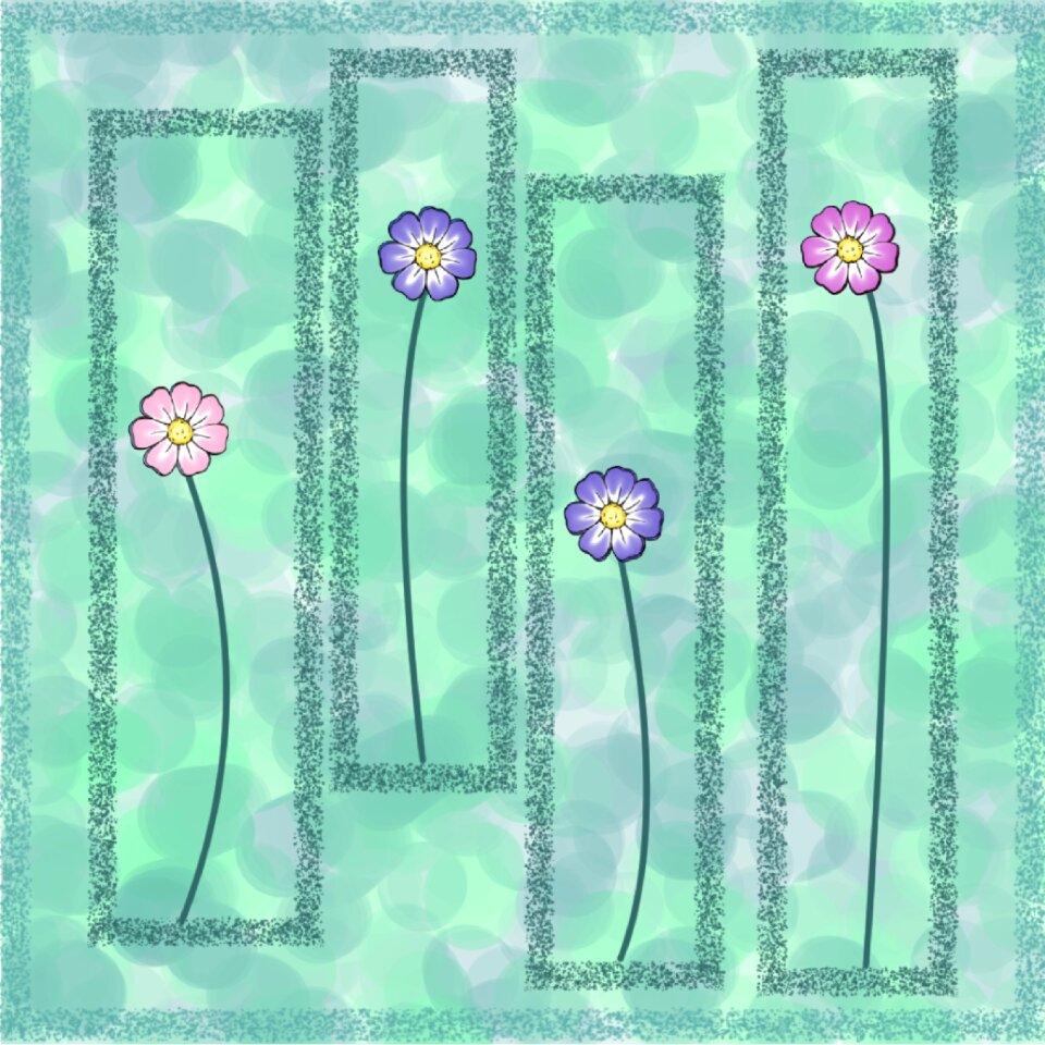 Four flowers in a row boxed flowers Free illustrations