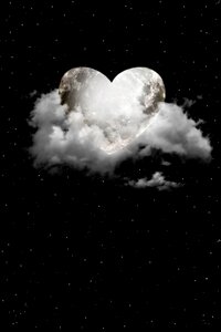 Darkness clouds moon heart