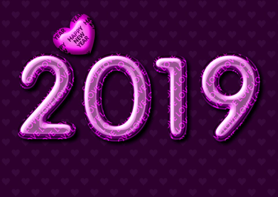 Greeting card turn of the year love pink
