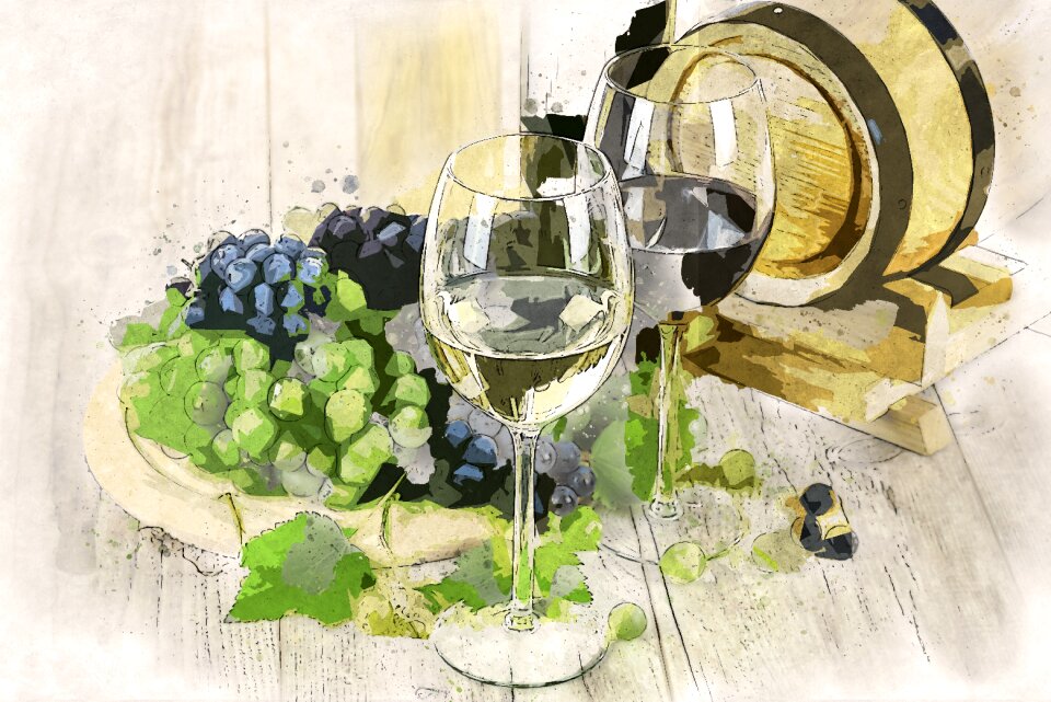 Glass grapes bottle