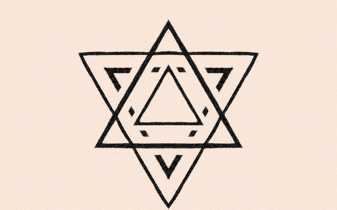 Hand drawn 6 edge star hexagram
