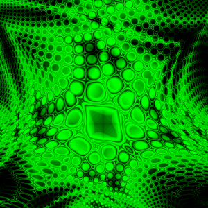 Geometric green silk