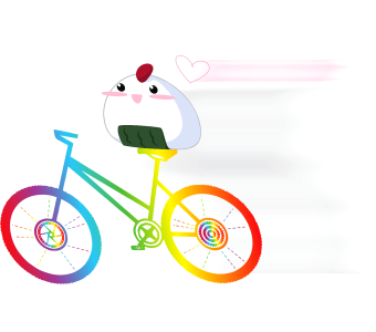 Rainbow cartoon bicycle