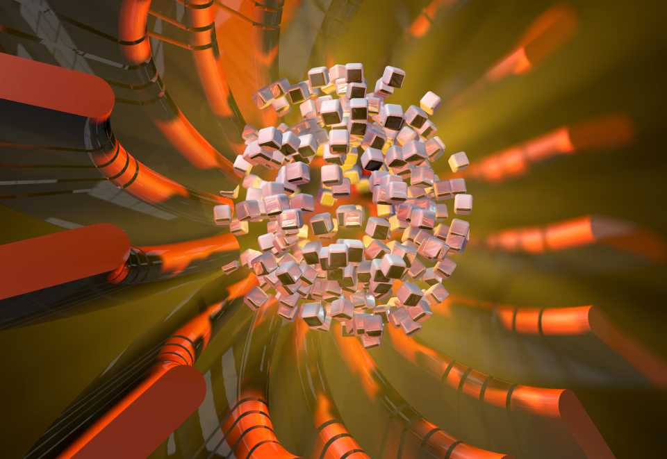 Red cubes abstract