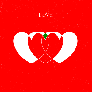 Red white love heart