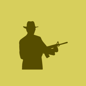 Man silhouette yellow gun