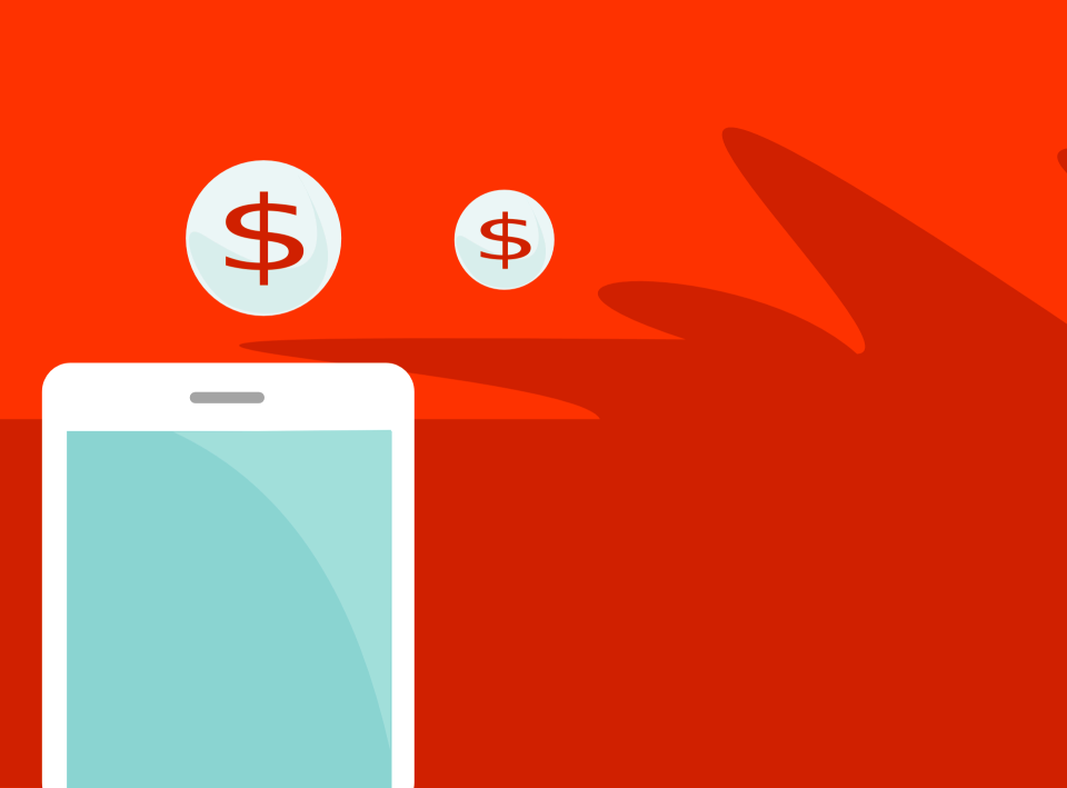 Mobile business money icons