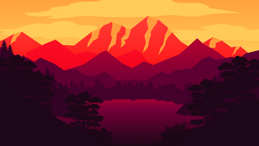 Lake sunset mountain