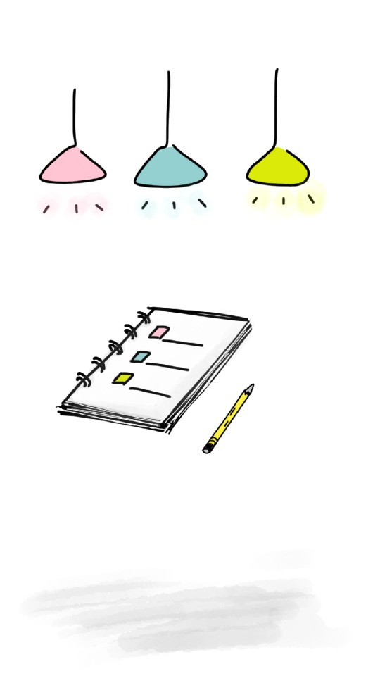 Pencil taking notes planner