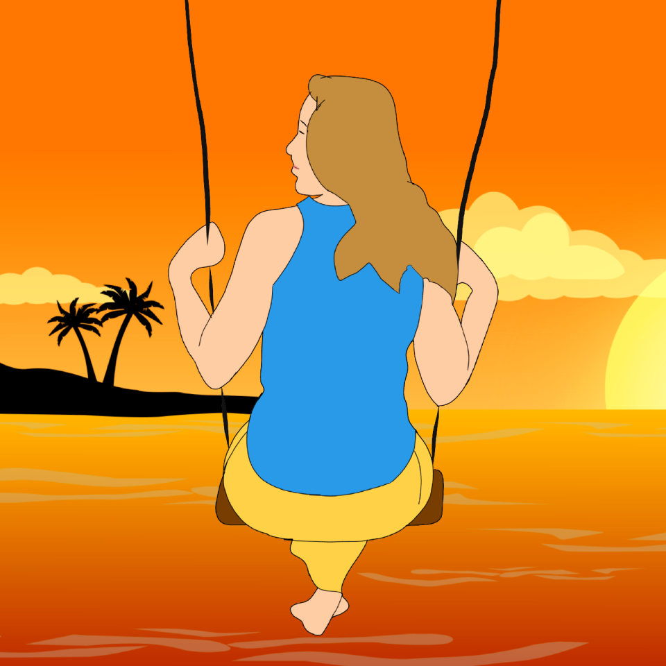 Sea sunset playing
