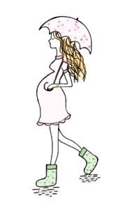Lady female pink umbrella