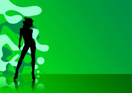 Illustration Of A Female Silhouette On A Green Abstract Backgroun