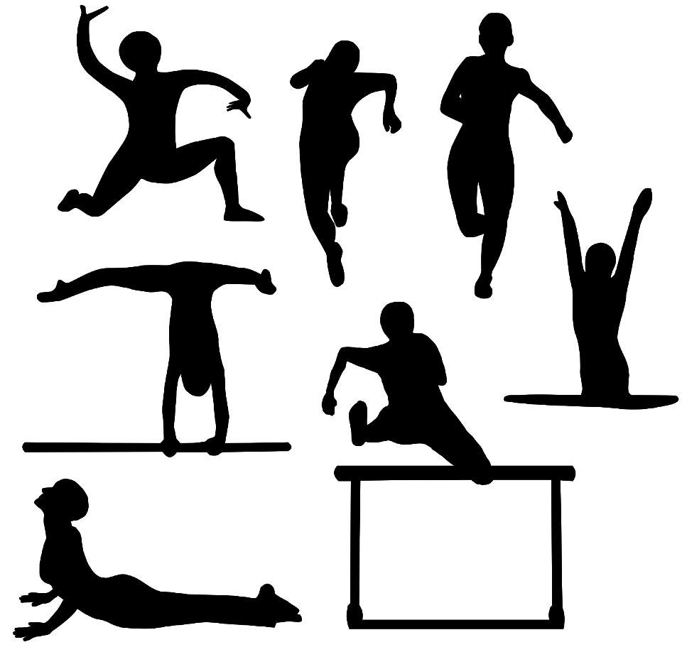 Illustration Of Athletes And Sport Silhouettes
