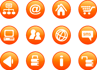 Collection Of Round Orange Icon Buttons