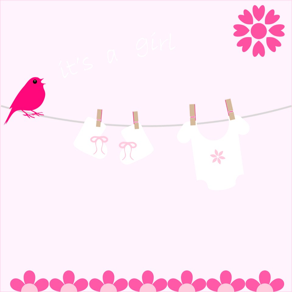 Baby Girl Card Announcement