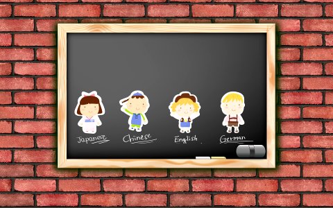 children on blackboard