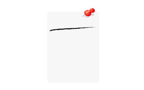 Grey square sticky note, with red pin, isolated