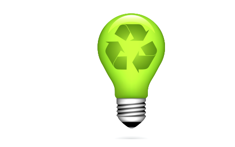 Green light bulb environment concept