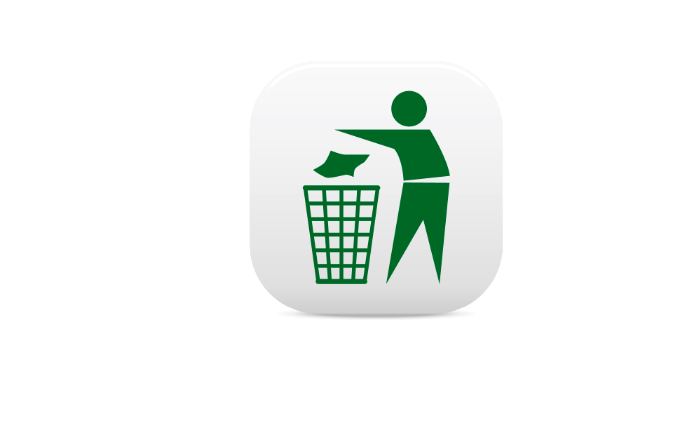 Bin symbol on green background