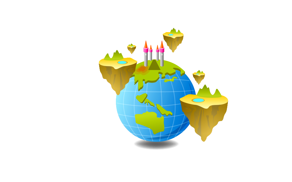 World map globe cartoon fun vector. Funny game style.