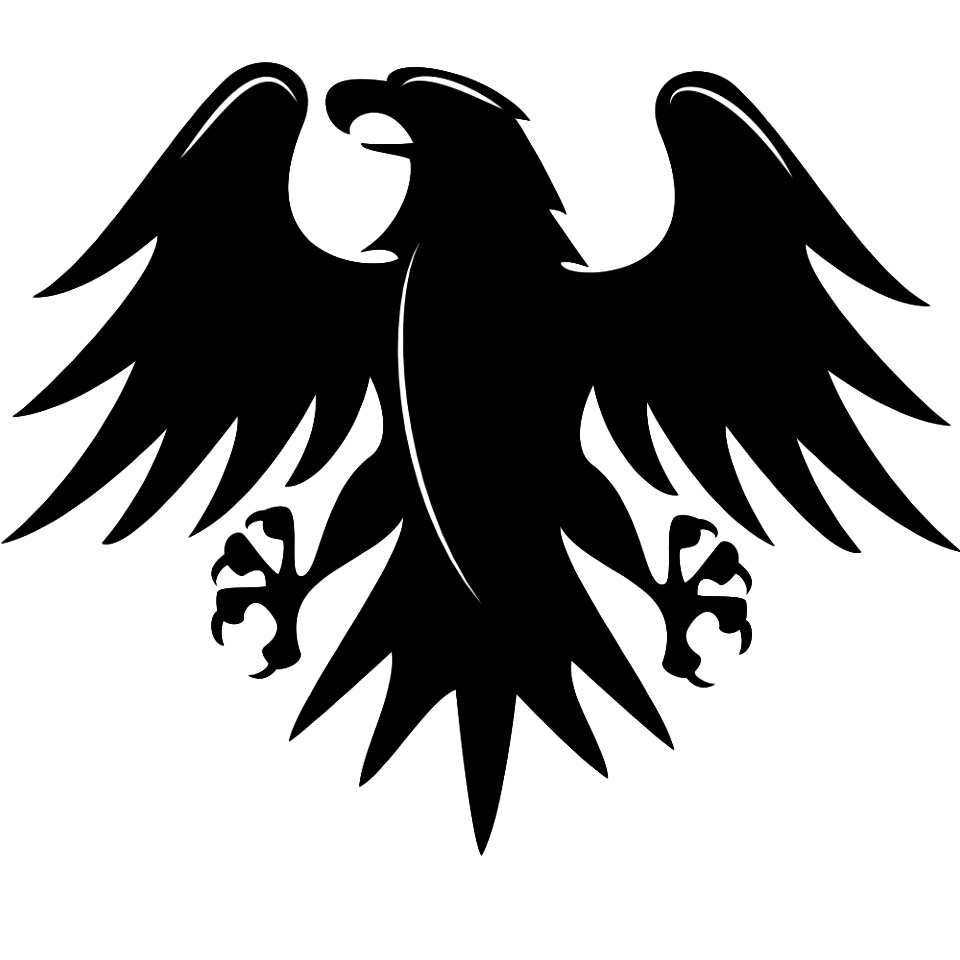Stylized powerful black eagle silhouette with outspread wings